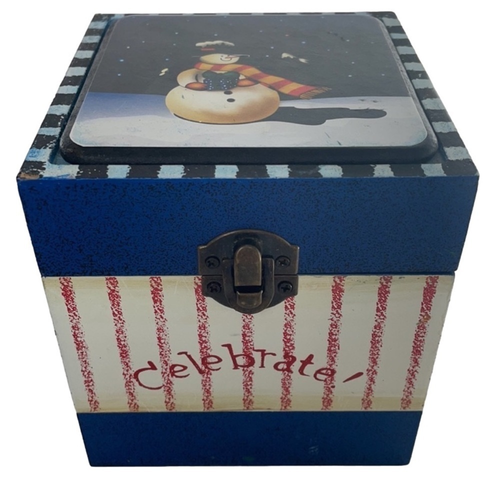 Snowman 6 Coasters in Wooden Decorative Box